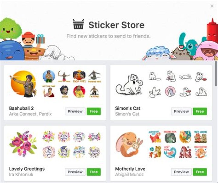 Are Facebook stickers free?