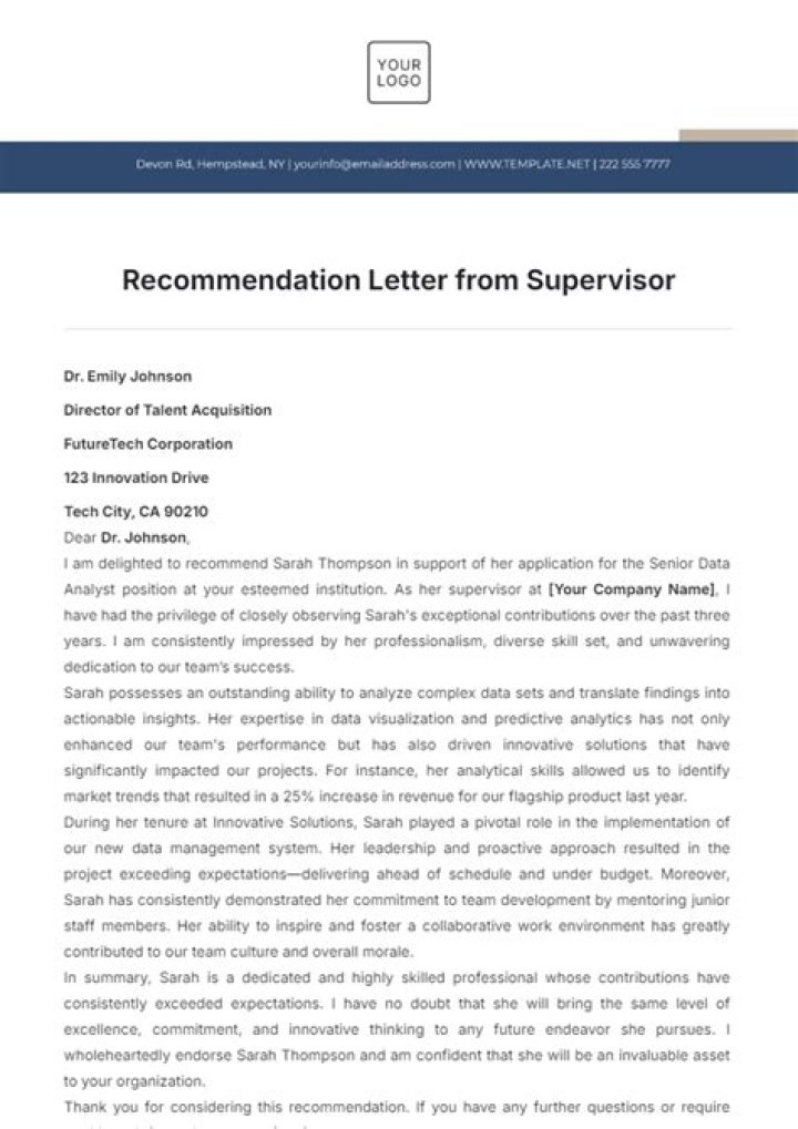 Can a supervisor write a letter of recommendation?