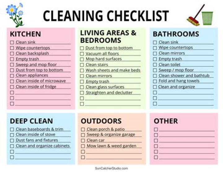 How can I clean my room checklist?