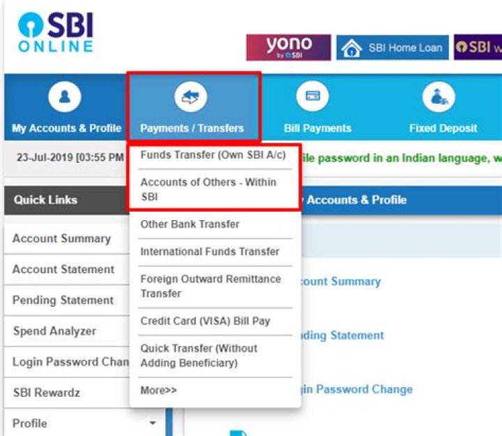 How can I transfer money through net banking in Bank of India?