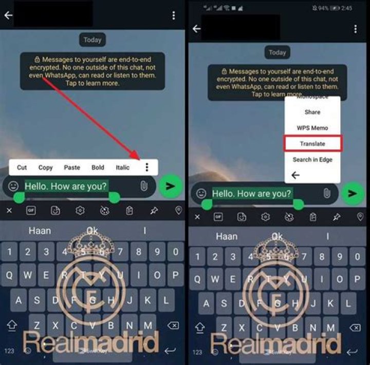 How can I translate WhatsApp in iPhone?