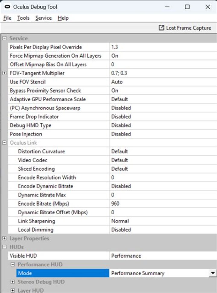 How do I access the oculus debug tool?