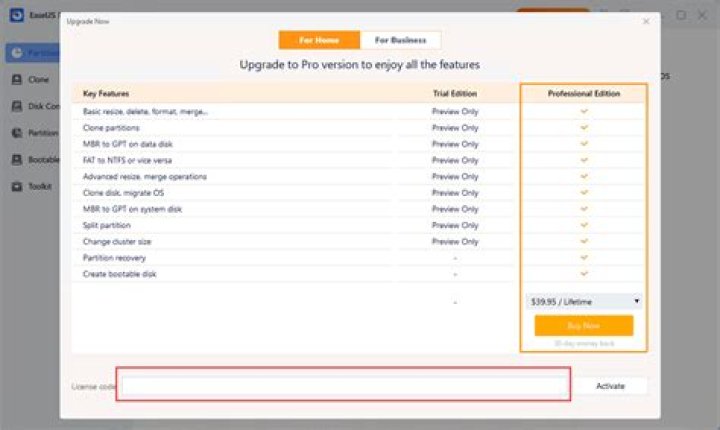 How do I activate EaseUS Partition Master for free?