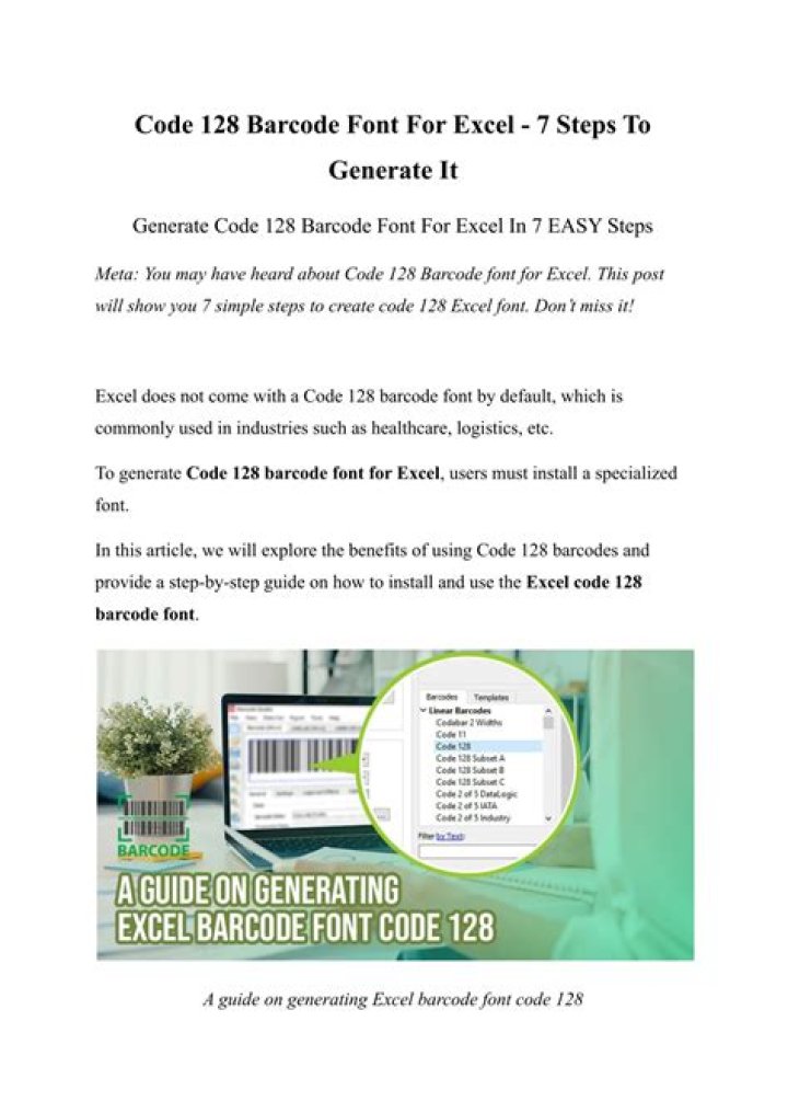 How do I add code 128 font to excel?