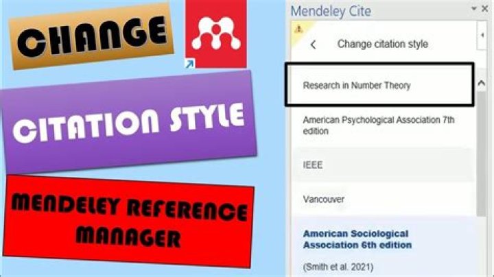 How do I change my citation style to numbers in mendeley?