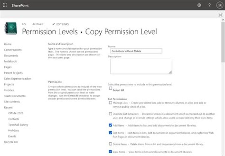 How do I change permission levels in SharePoint?