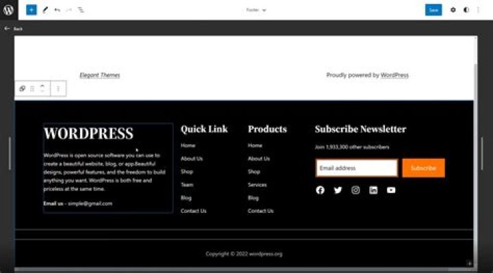 How do I change the footer in WordPress 2020?