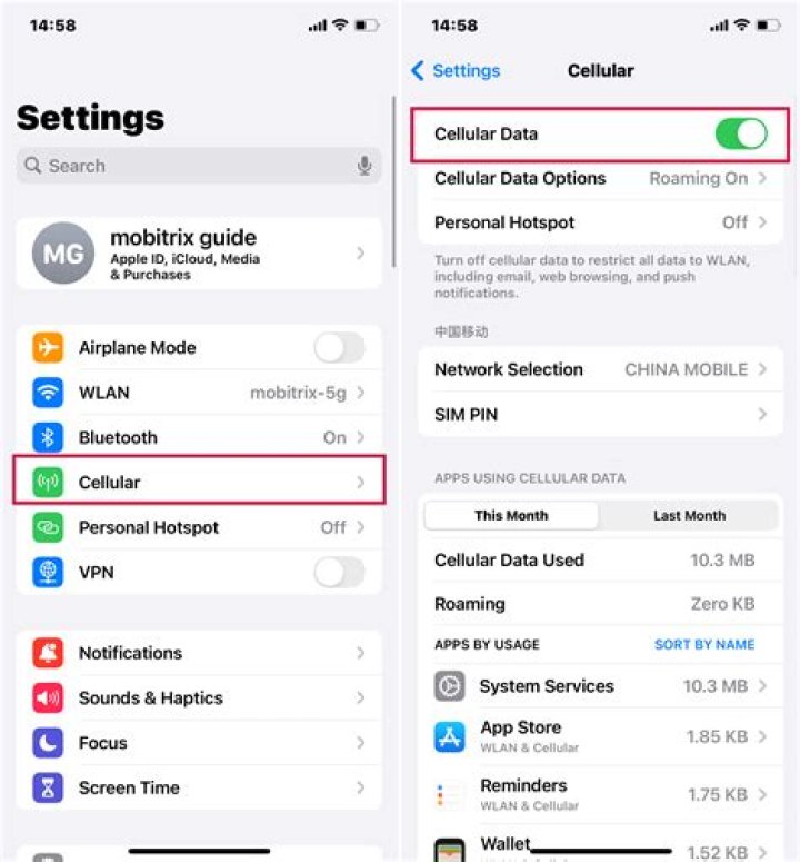 How do I change the proxy settings on my iPhone for cellular data?