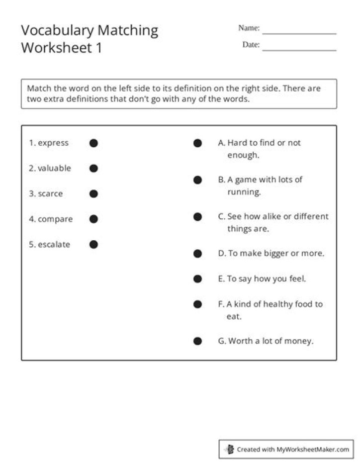 How do I create a matching activity in Word?