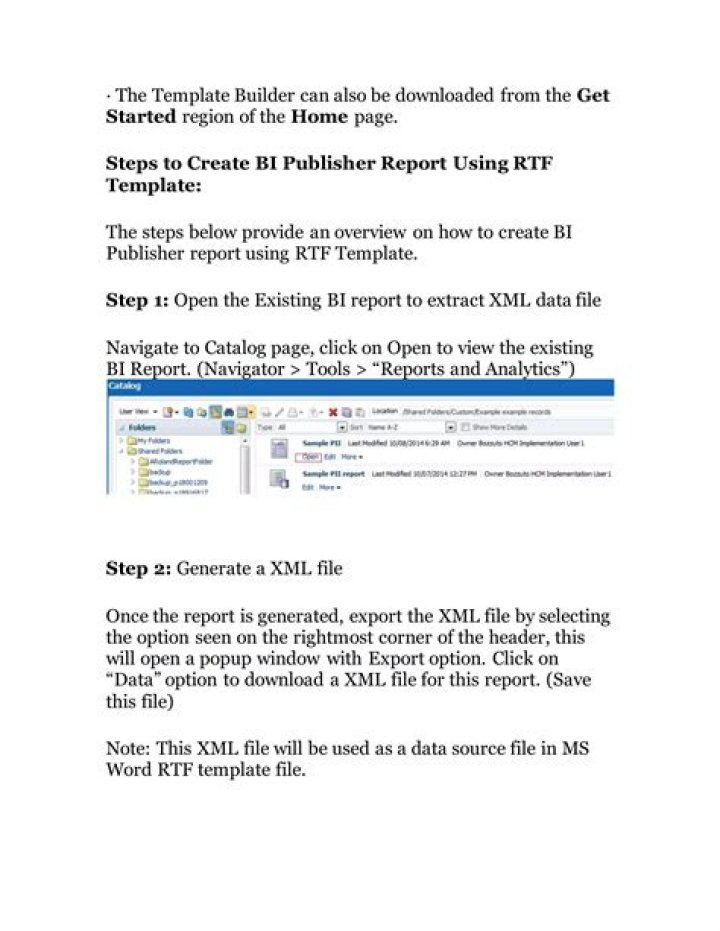 How do I create a RTF template for BI Publisher?