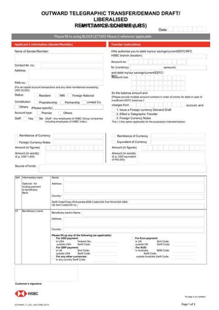 How do I do a telegraphic transfer HSBC?