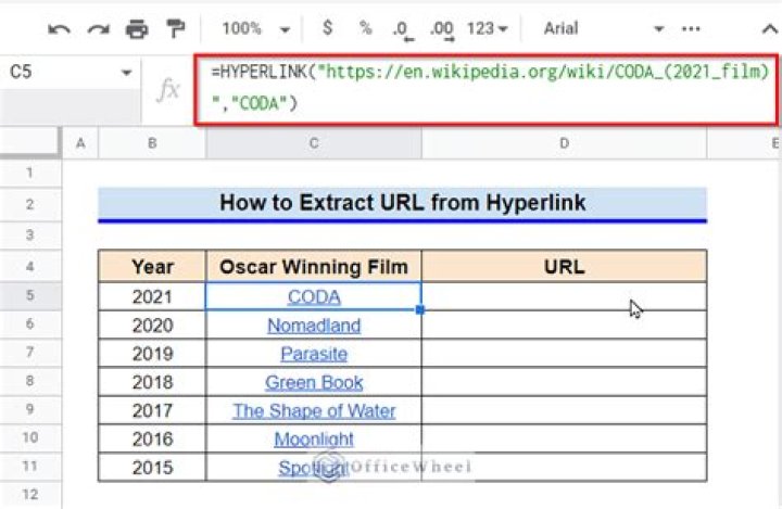 How do I extract URL from hyperlink in Excel?