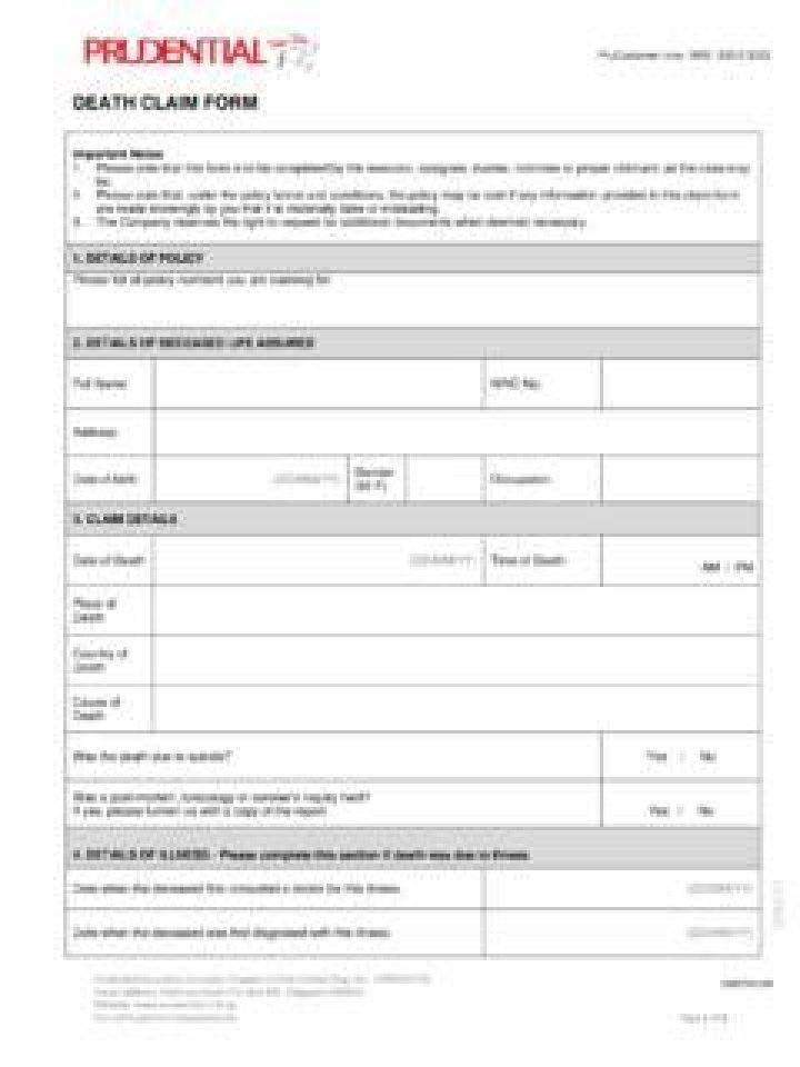 How do I file a death claim with Prudential?