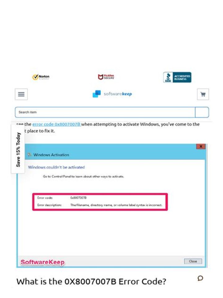 How do I fix error code 0x8007007B?
