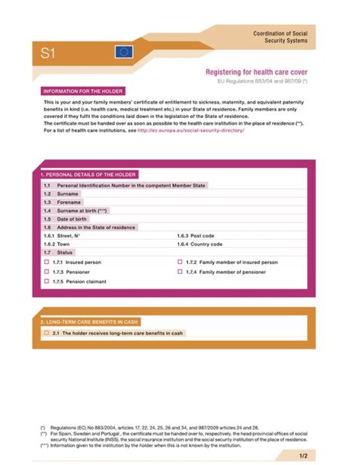 How do I get a S1 form UK?