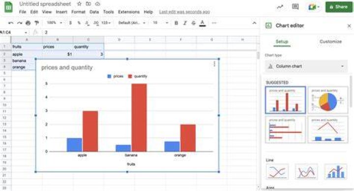 How do I graph two columns in sheets?