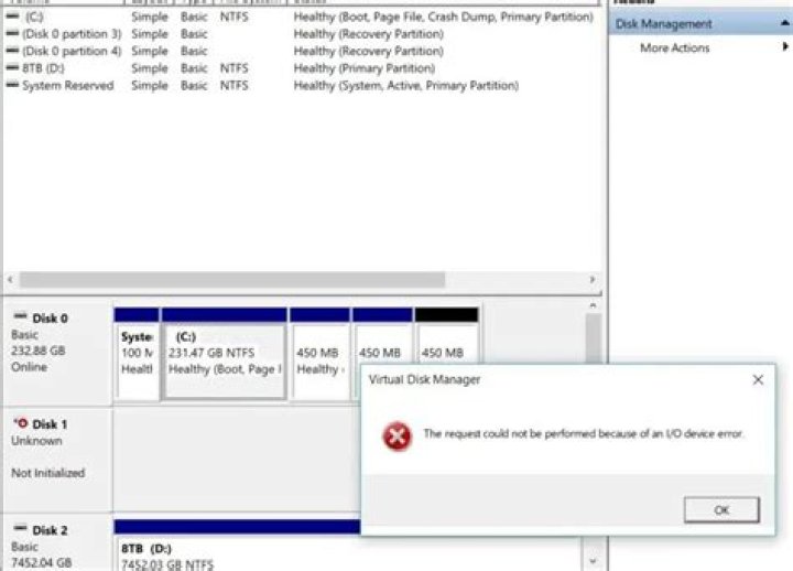 How do I initialize a hard drive with an IO error?