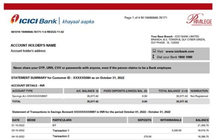 How do I know my Icici account summary?