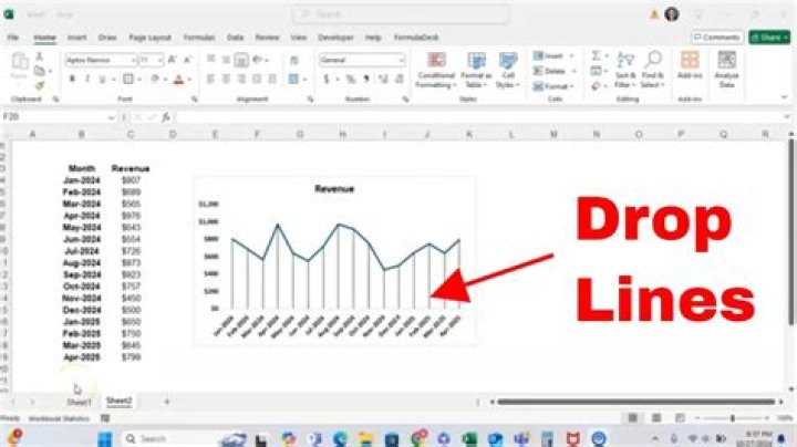 How do I make drop lines in Excel?