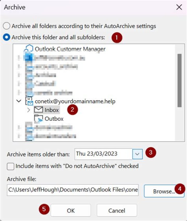 How do I make the archive folder visible in Outlook 2010?