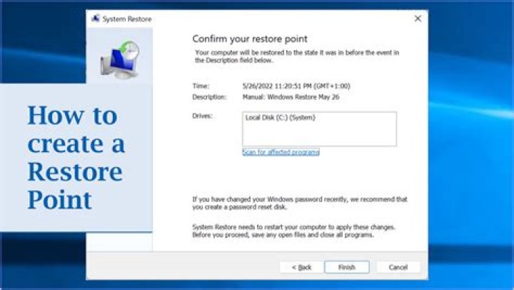 How do I manually create a restore point?