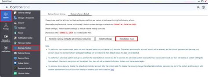How do I reinitialize QNAP?