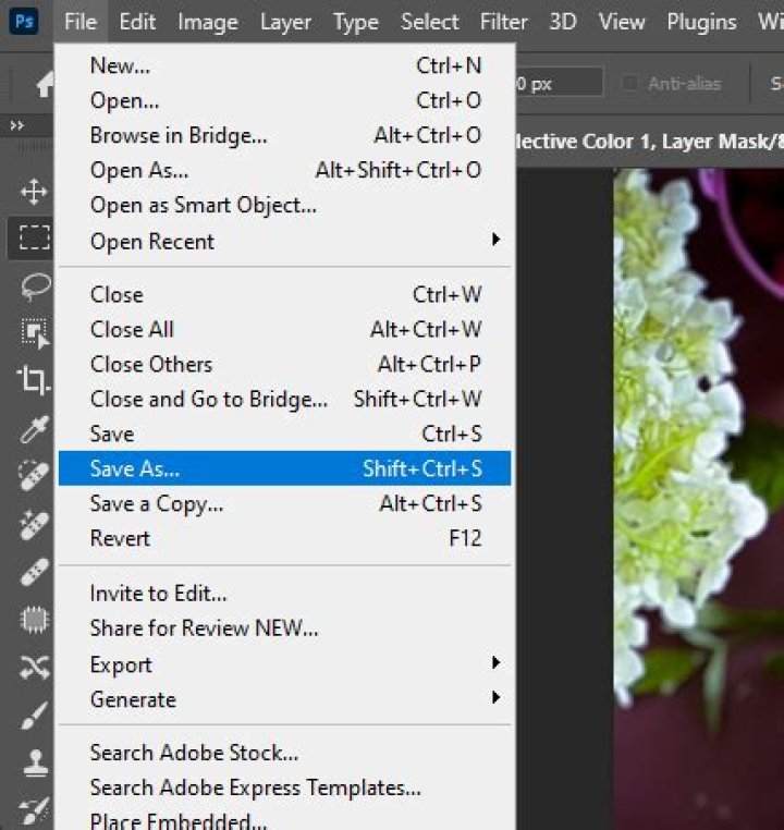 How do I save a Photoshop sequence as a PNG?