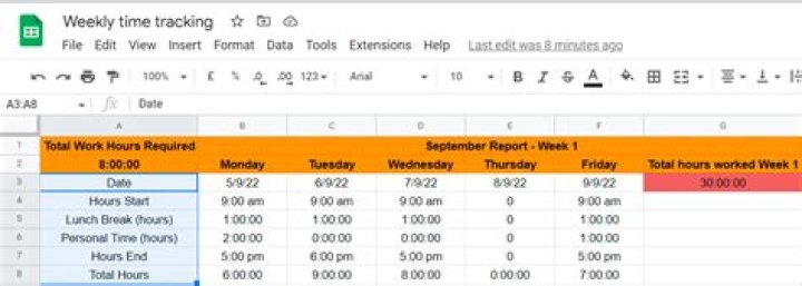 How do I track hours in Google Sheets?
