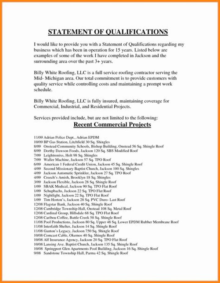 How do I write a business statement of qualifications?