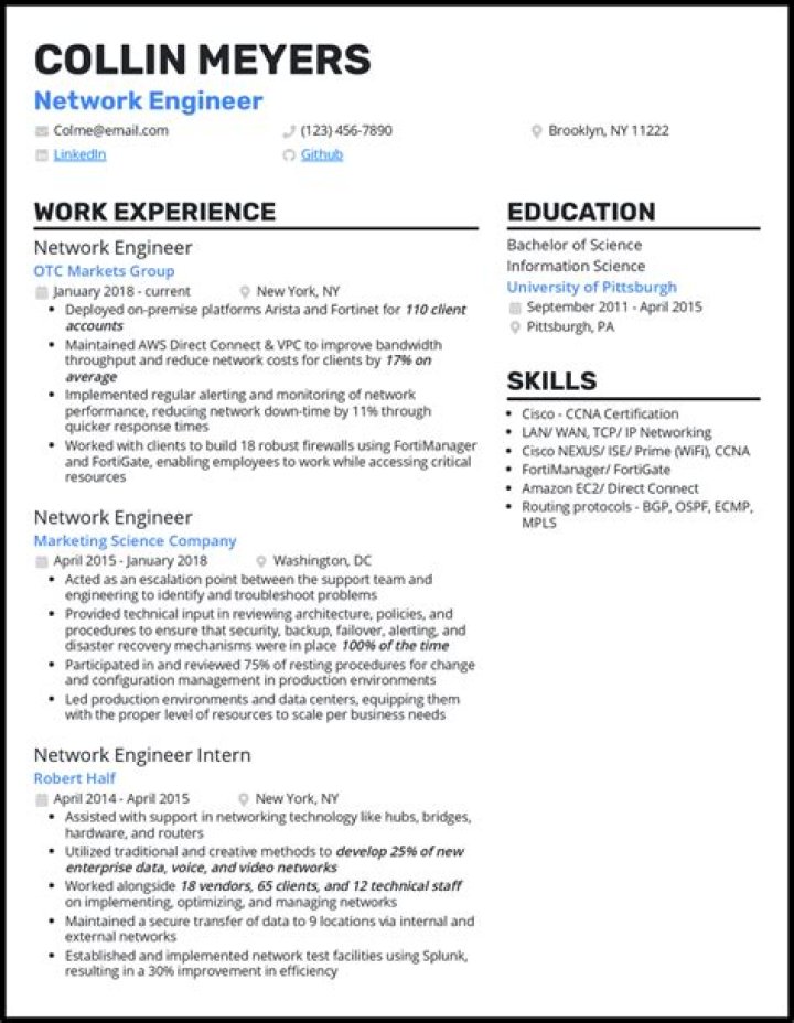 How do I write a CV for network engineer?