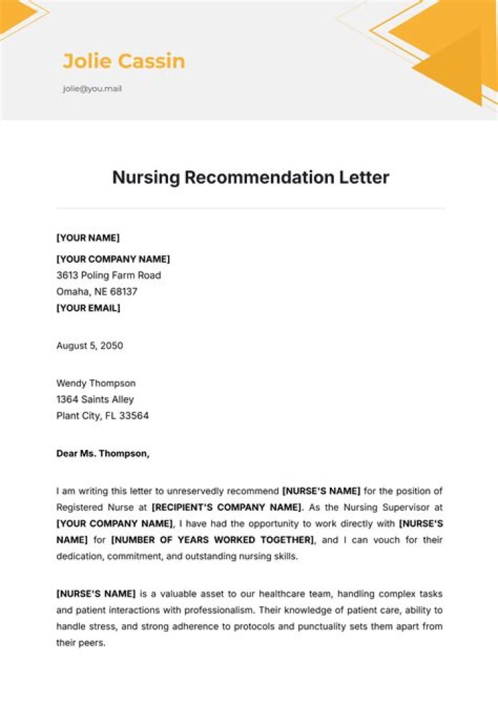 How do I write a letter of recommendation for a nursing program?