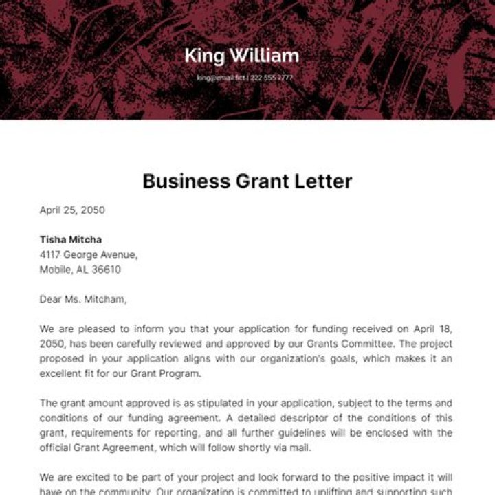 How do I write a small business grant letter?