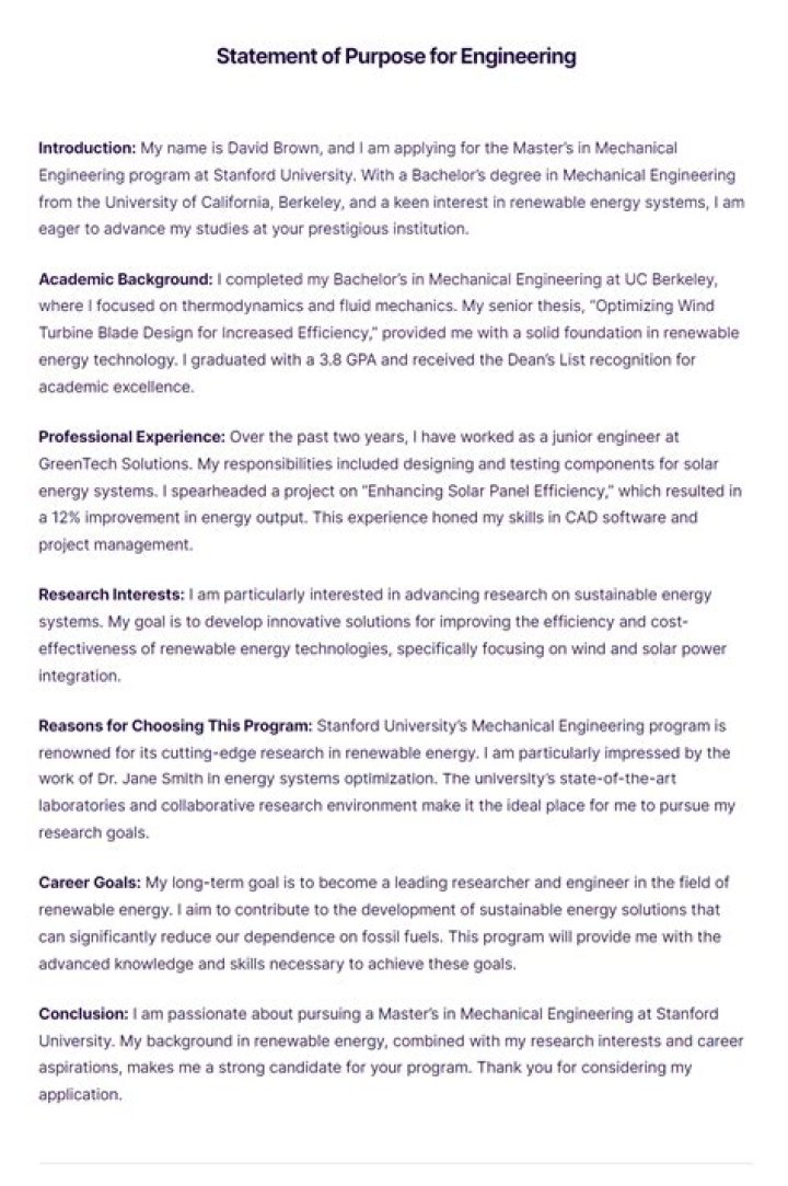 How do I write a statement of purpose for engineering graduate school?
