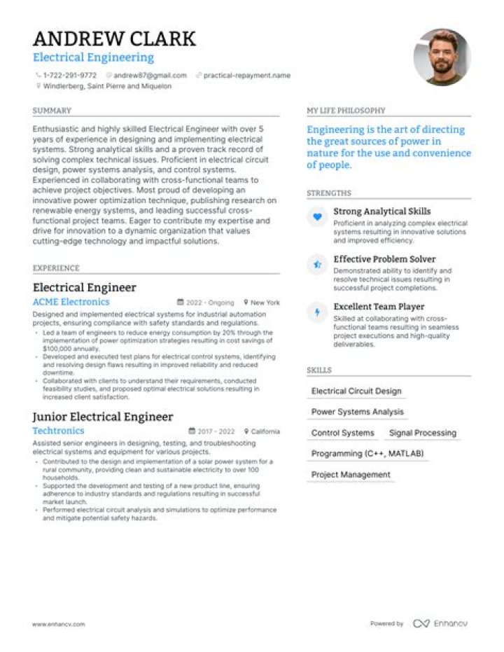 How do I write an electrical engineer CV?