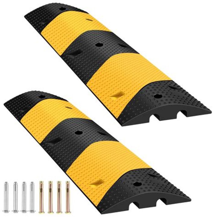 How do you anchor rubber speed bumps?