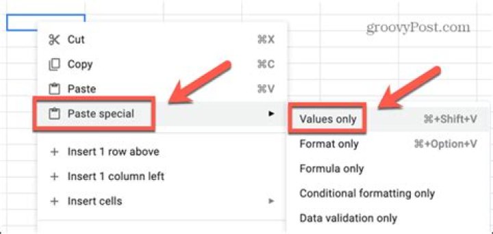 How do you copy and paste special values in Excel?
