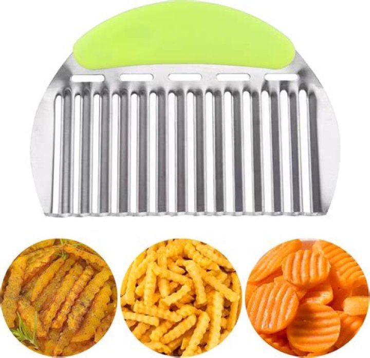 How do you cut waffle fries with a crinkle cutter?