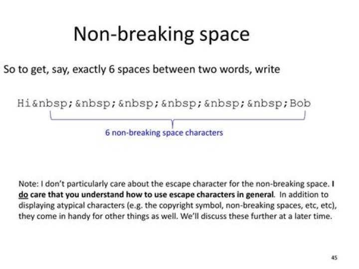 How do you do a non-breaking space in HTML?