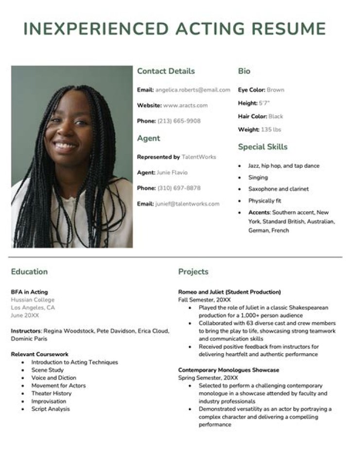How do you make an acting resume with little experience?
