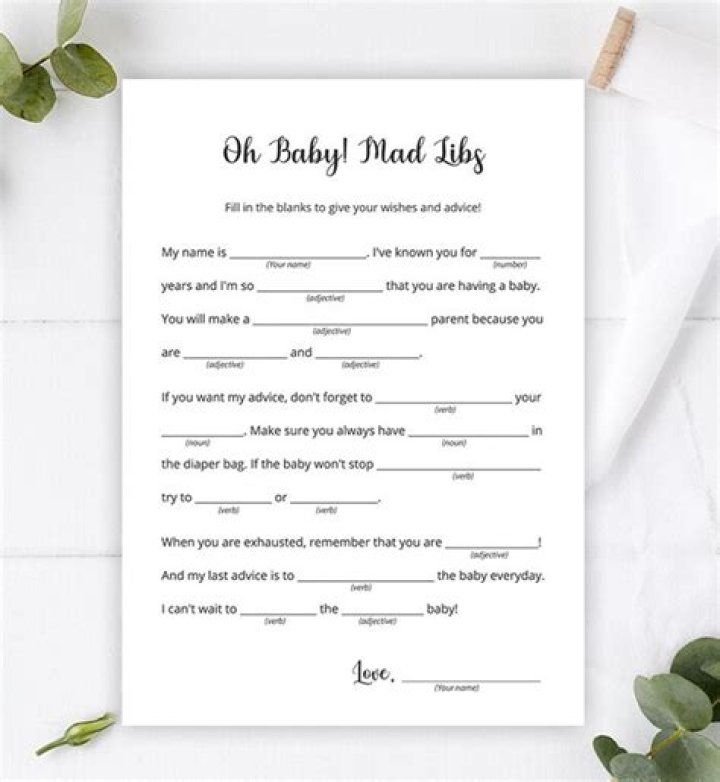 How do you play Mad Libs at a baby shower?