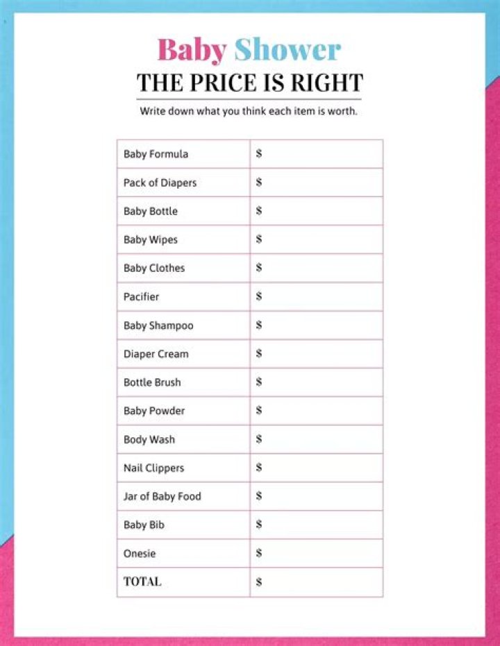 How do you play the price is right at a baby shower?