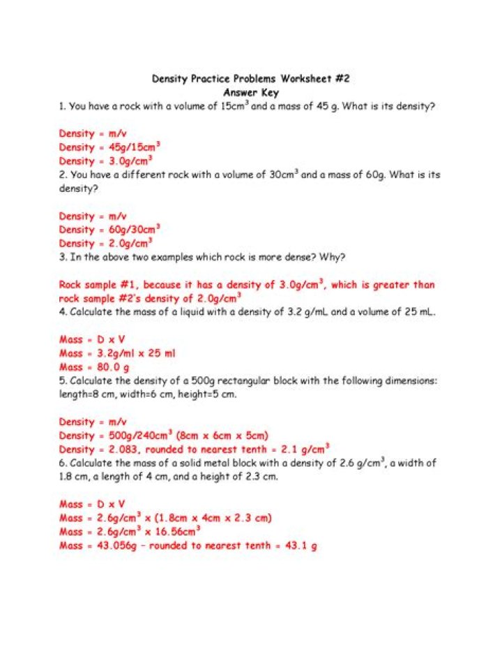 How do you solve density problems in chemistry?