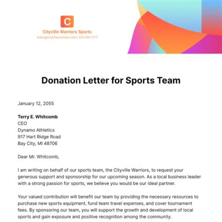 How do you write a letter asking for donations for a sports team?