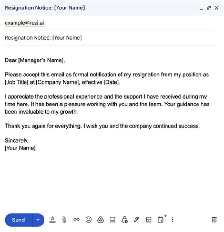 How do you write a resignation email to manager?