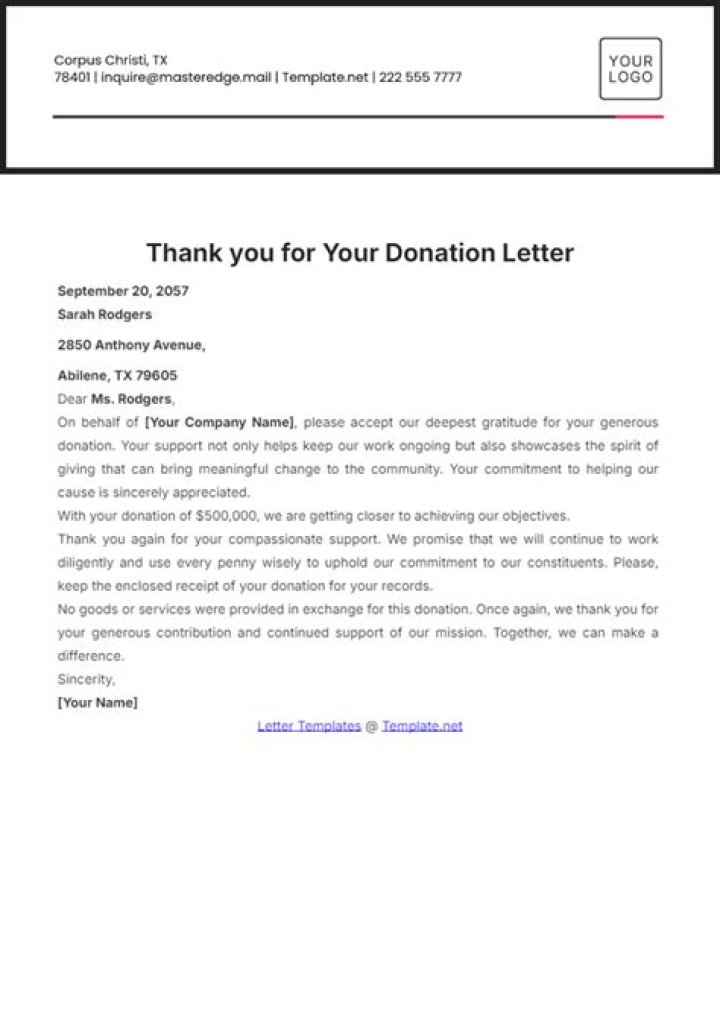 How do you write a thank you letter for donation?