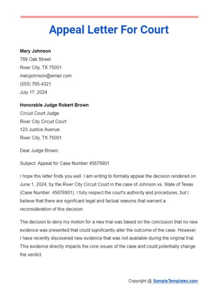 How do you write an appeal to the Court?