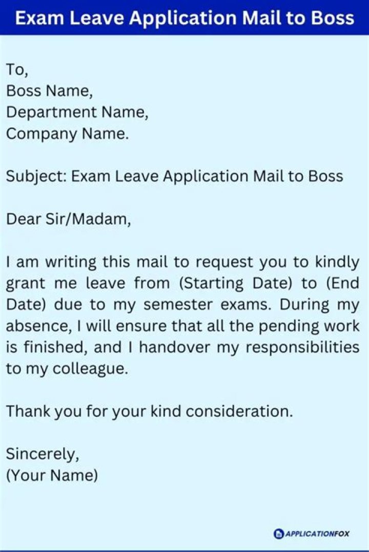 How do you write an email for exam leave?