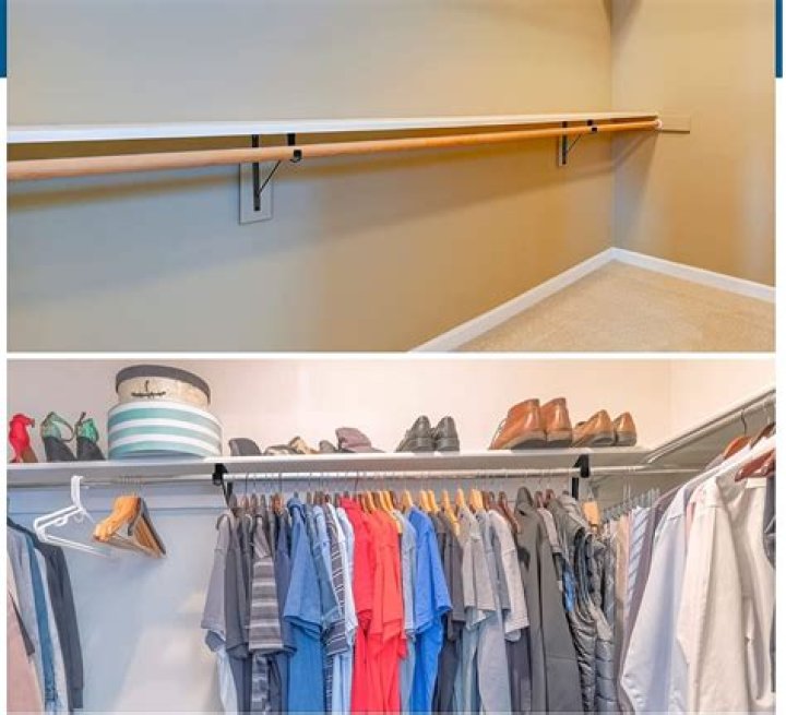 How far apart should you put closet rod brackets?