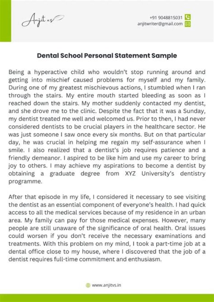 How important is personal statement dental school?