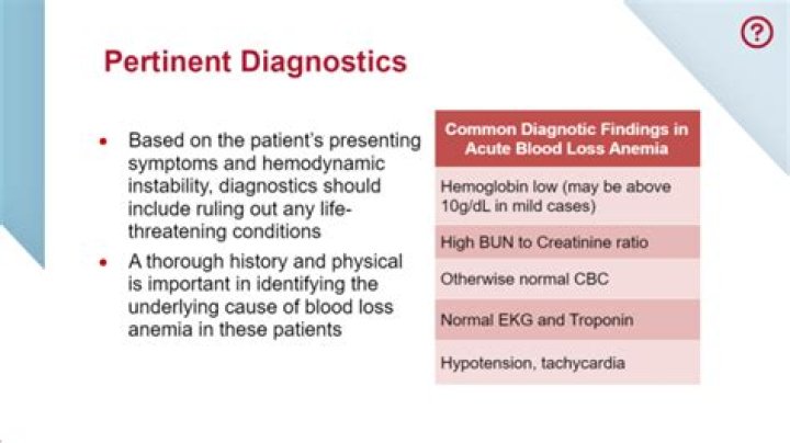 How is acute blood loss anemia diagnosed?